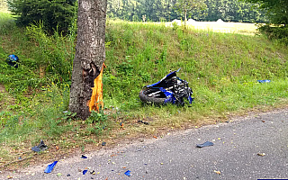 Motocyklista zderzył się z sarną na drodze pod Giżyckiem. Zginął na miejscu